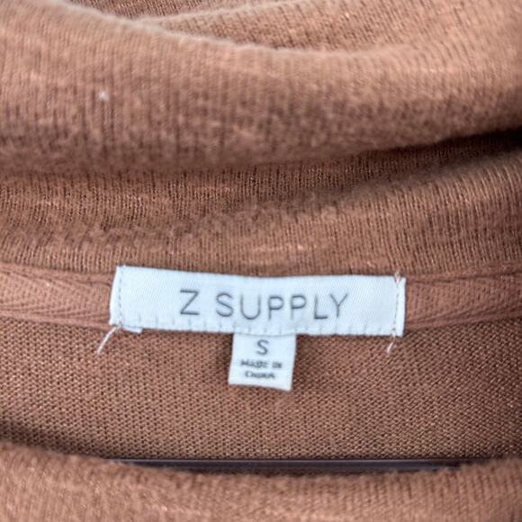 Z Supply Everyday Brushed Long Sleeve Top Rust Brown Cowl Neck Tunic Womens Sz S - Picture 6 of 11